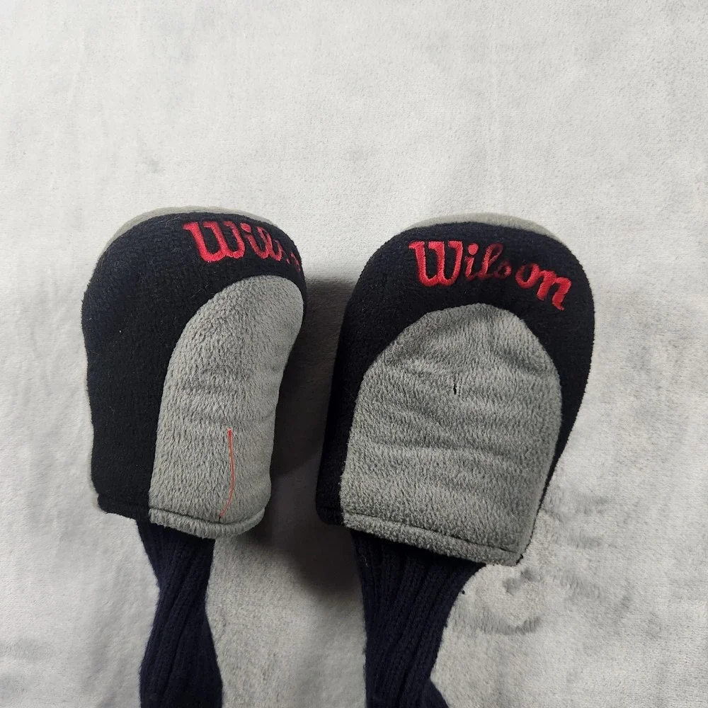 Wilson Grey Black 3 & 5 Wood Fur Fuzzy Sock Golf Head Covers VTG‎